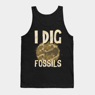 Funny I Dig Fossils Paleontology Pun Dinosaur Tank Top